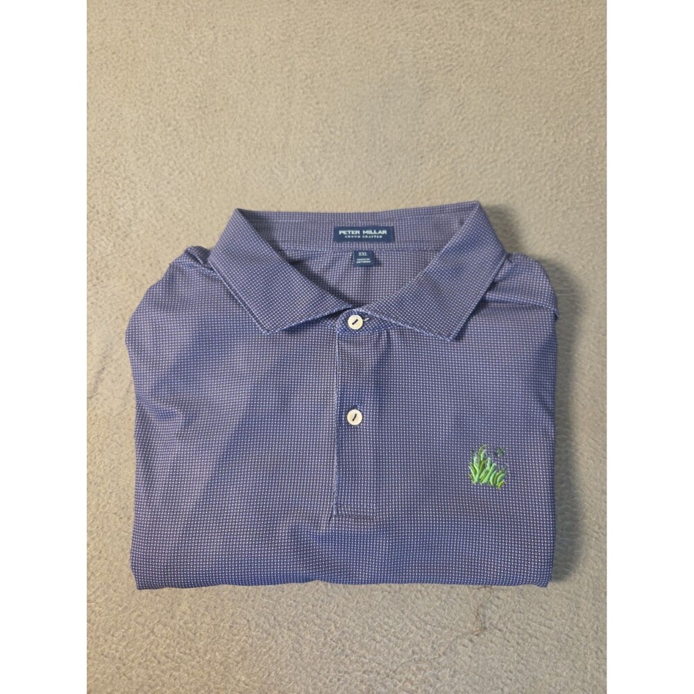 Peter Millar Sawgrass Country Club Crown Crafted Polos XXL Blue Geometric AOP